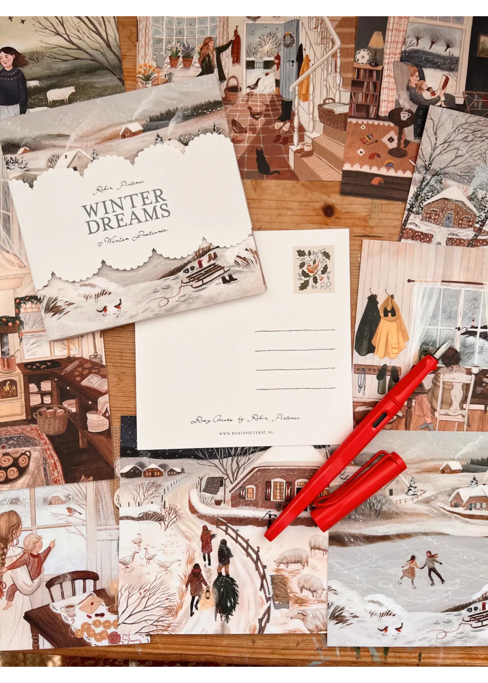 Robin Pieterse Set van 10 winter postkaarten