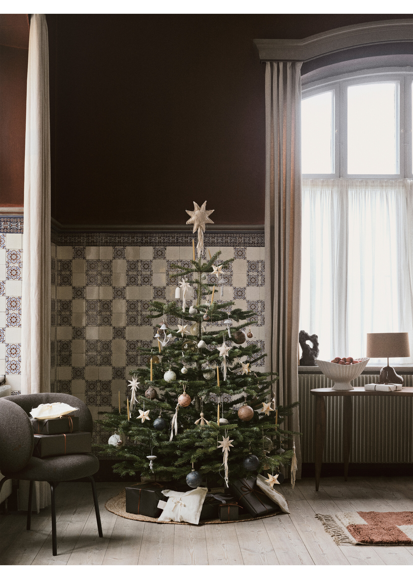 Ferm Living Kerstballen Marble - Set van 8