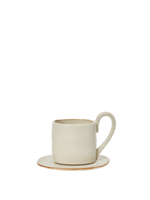 Ferm Living Flow Mok met onderbordje - Offwhite spikkel