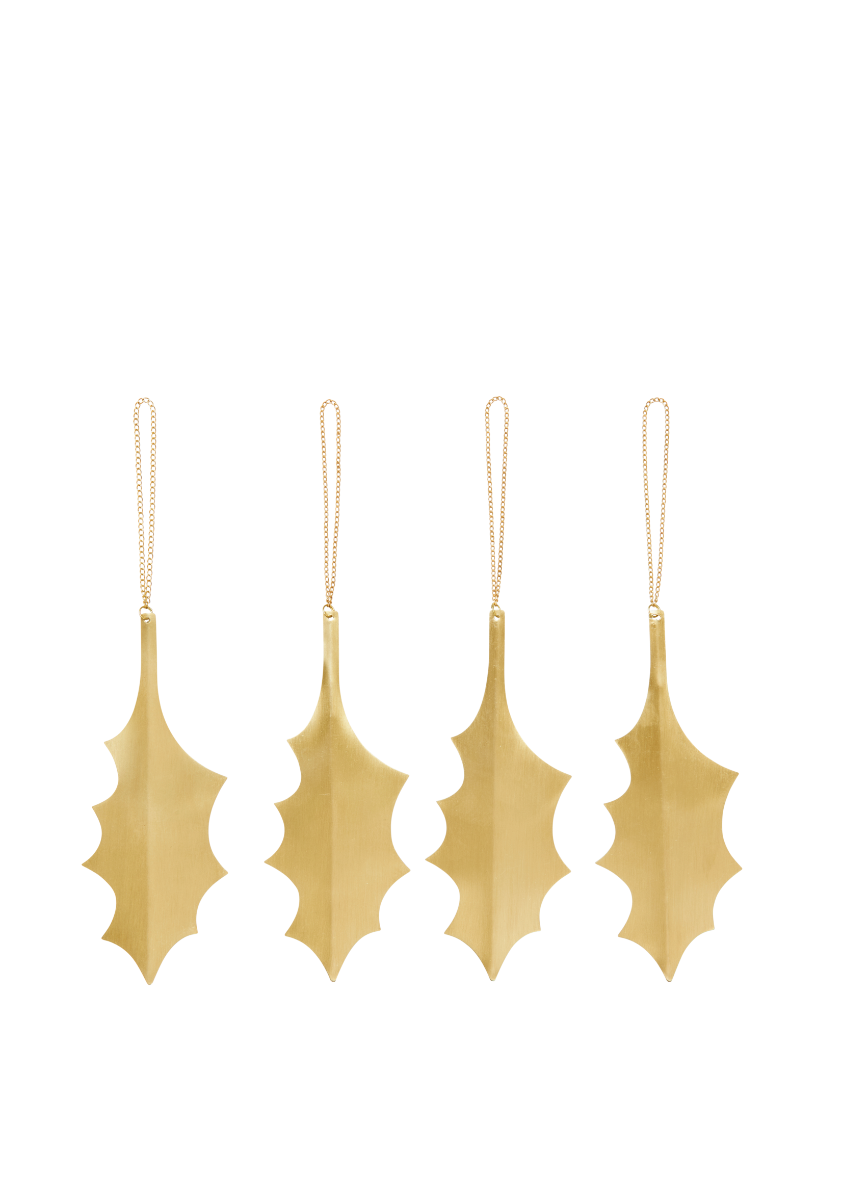 Ferm Living Ornament Holly leaf Set van 4 - Brass