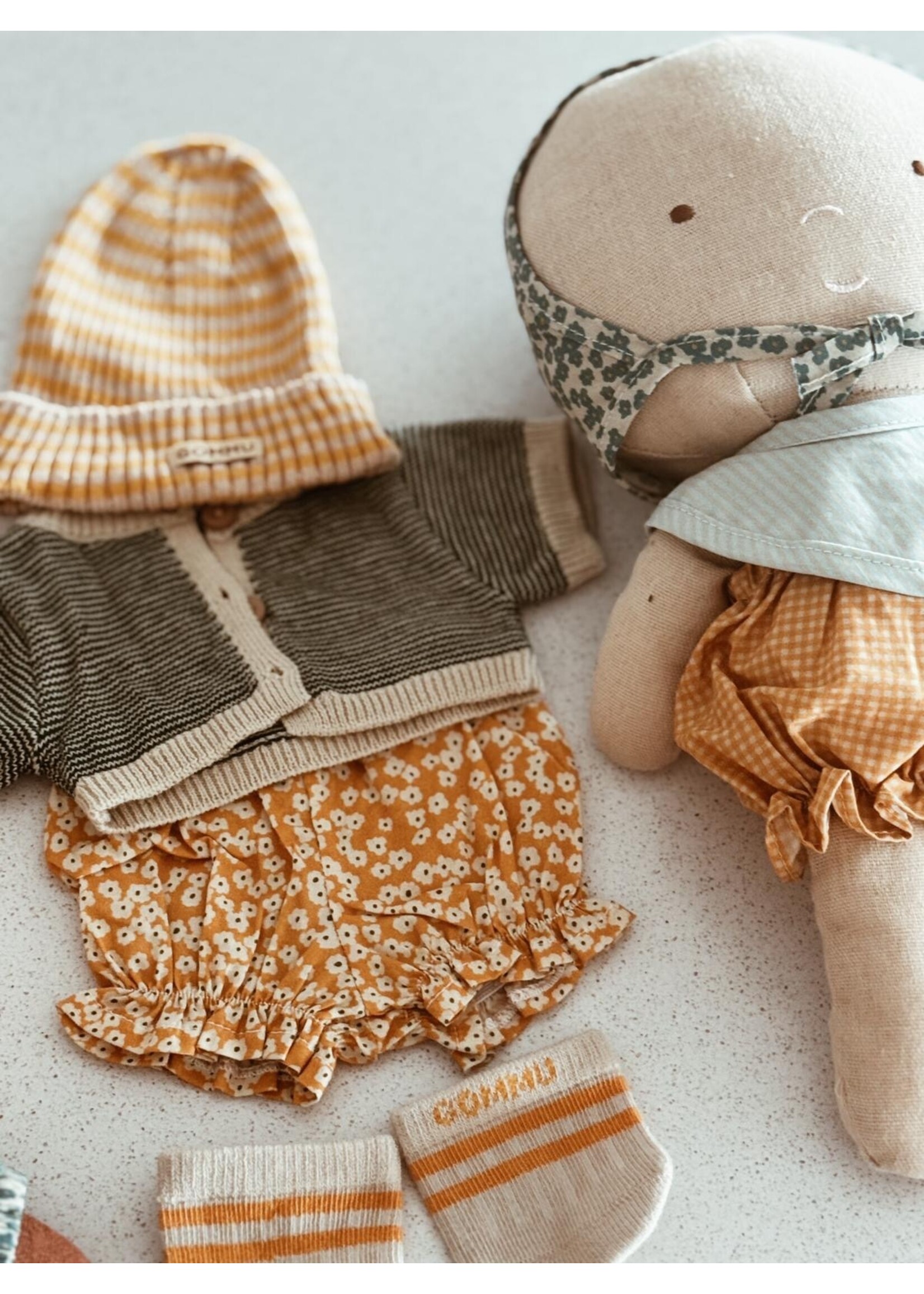 We Are Gommu Gestreept vestje voor pop Groen/Beige