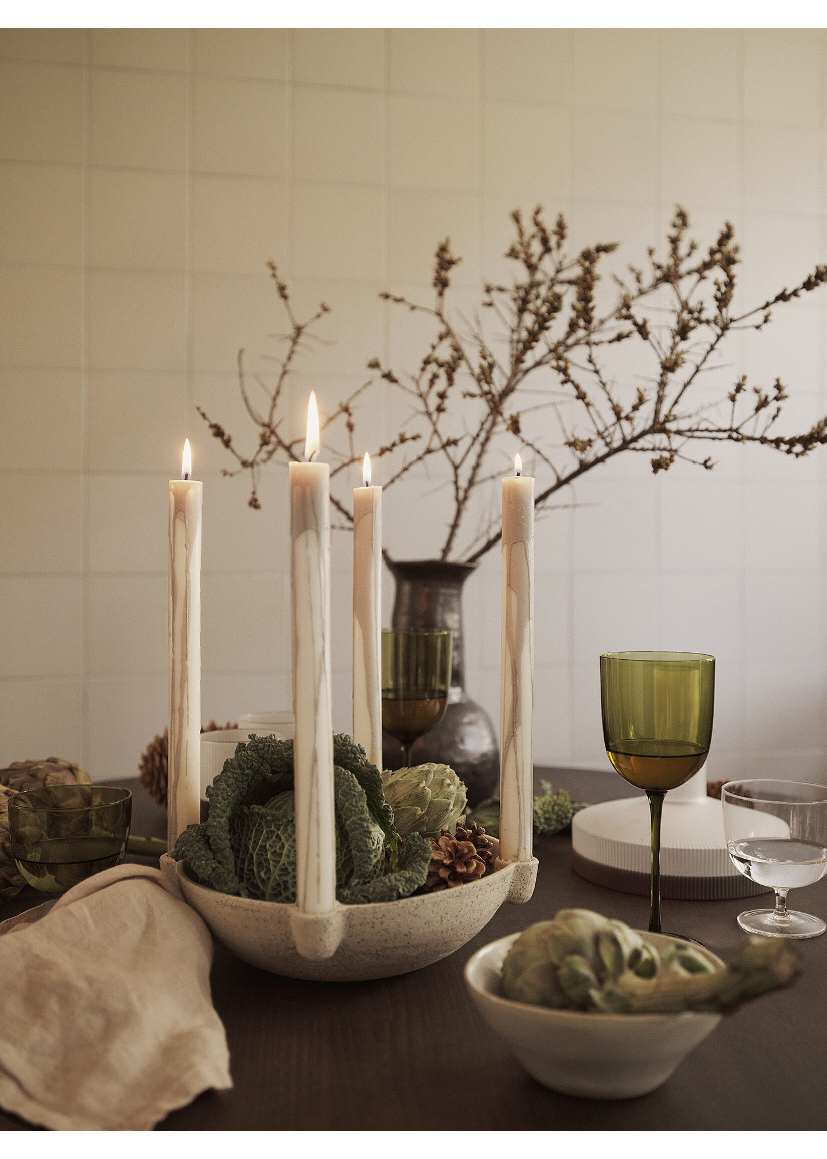 Ferm Living Dryp Kaarsen – Set van 2 Warmgrijs