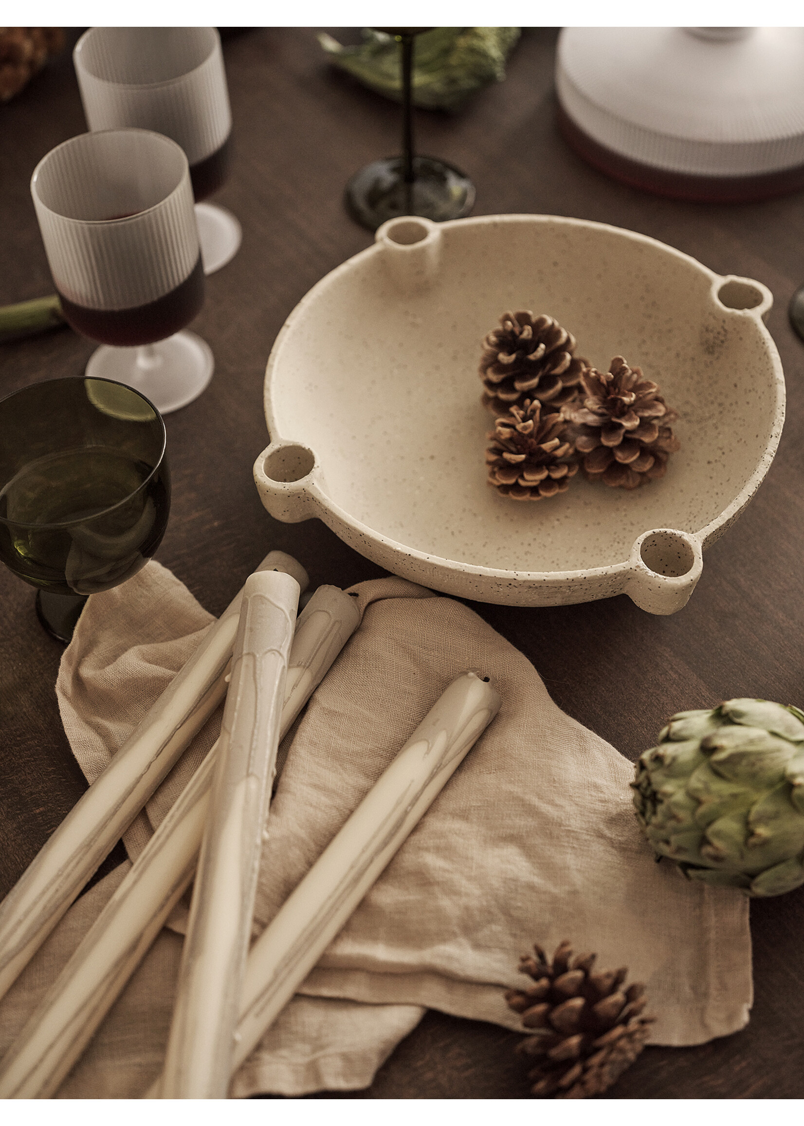 Ferm Living Dryp Kaarsen – Set van 2 Warmgrijs