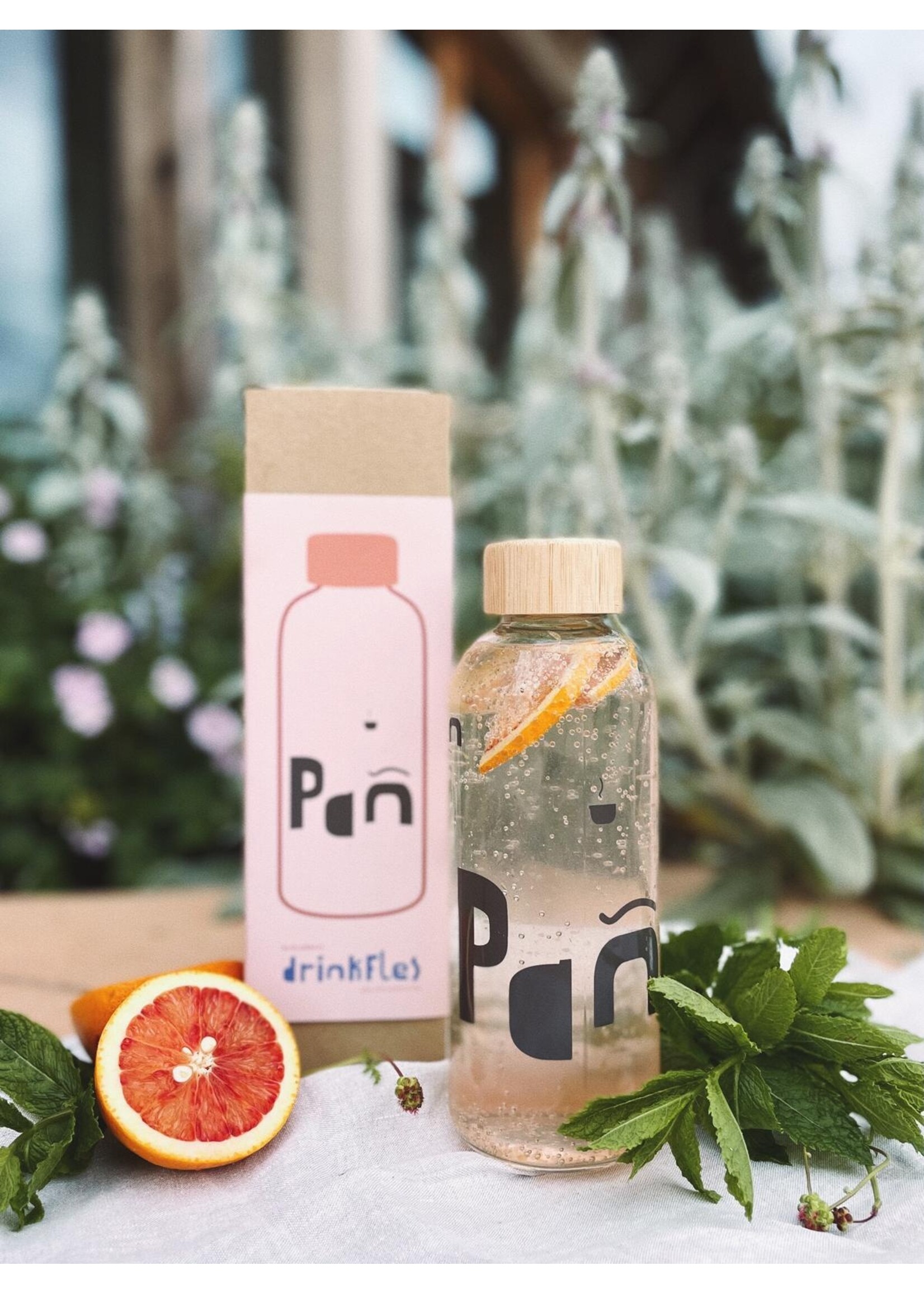 Pañ Pañ Drinkfles glas met bamboe dop
