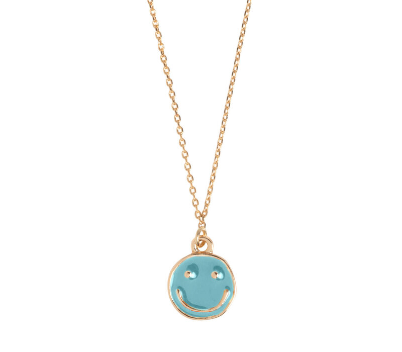 Timi Doris Blue Smiley  Enamel - ketting