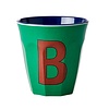 Rice Medium Melamine Cup Letter B - Green