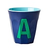 Rice Medium Melamine Cup Letter A - Dark blue