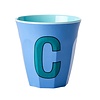 Rice Medium Melamine Cup Letter C - Soft Blue