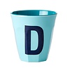 Rice Medium Melamine Cup Letter D - Soft blue