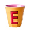 Rice Medium Melamine Cup Letter E - Apricot