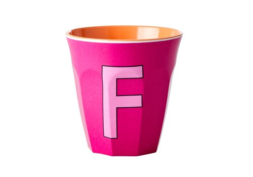 Rice by Rice Rice Medium Melamine Cup Letter F - Pink