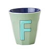 Rice Medium Melamine Cup Letter F - Khaki