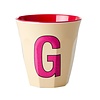 Rice Medium Melamine Cup Letter G - Cream