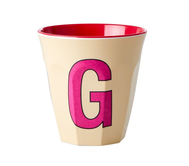 Rice Medium Melamine Cup Letter G - Cream