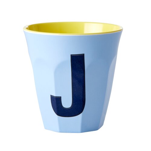Rice Medium Melamine Cup Letter J - Soft Blue 