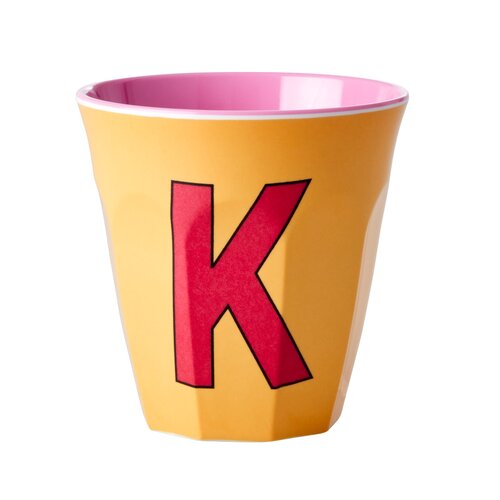 Rice Medium Melamine Cup Letter K - Apricot 