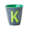 Rice Medium Melamine Cup Letter K - Dark grey