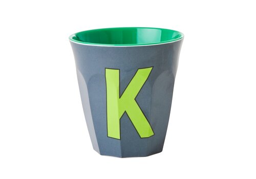 Rice by Rice Rice Medium Melamine Cup Letter K - Dark grey