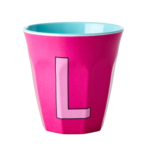 Rice Medium Melamine Cup Letter L - Pink 