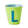 Rice Medium Melamine Cup Letter L - Green