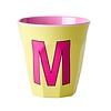 Rice Medium Melamine Cup Letter M - Soft yellow