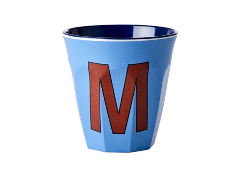 Rice by Rice Rice Medium Melamine Cup Letter M - Soft blue