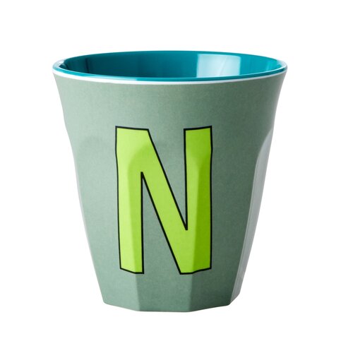 Rice Medium Melamine Cup Letter N - Khaki 