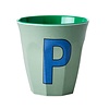 Rice Medium Melamine Cup Letter P -  Khaki