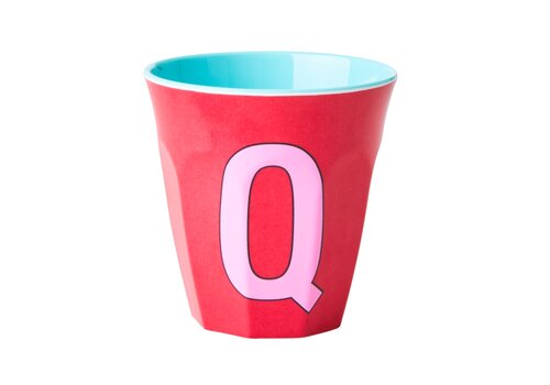 Rice by Rice Rice Medium Melamine Cup Letter Q -  Pink