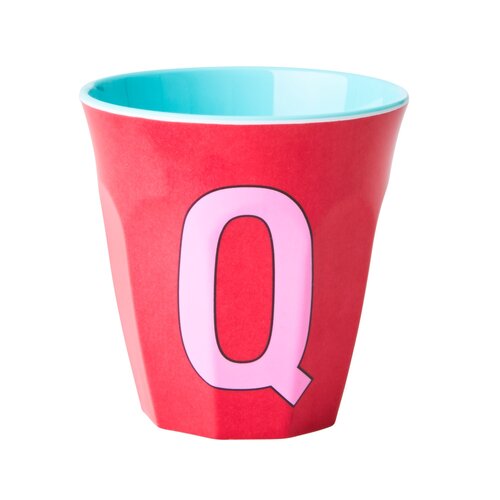 Rice Medium Melamine Cup Letter Q -  Pink 