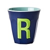 Rice Medium Melamine Cup Letter R -  Dark blue