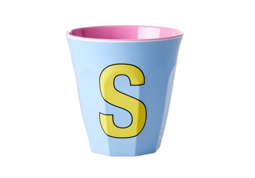 Rice by Rice Rice Medium Melamine Cup Letter S - Soft Blue/Pink