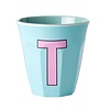 Rice Medium Melamine Cup Letter T - Mint
