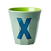 Rice by Rice Rice Medium Melamine Cup Letter X - Khaki