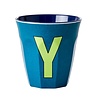 Rice Medium Melamine Cup Letter Y - Emerald Green