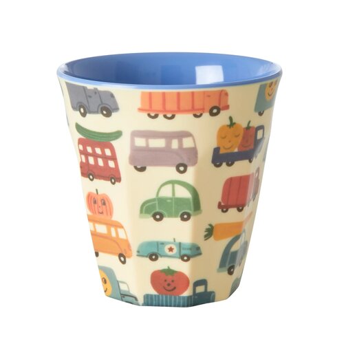 Rice Medium Melamine Cup - Multi - Happy Cars Print 