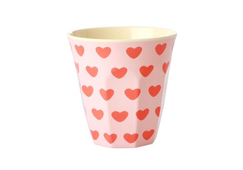 Rice by Rice Rice Medium Melamine Cup - Soft Pink - Sweet Hearts Print