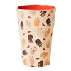 Rice Tall Melamine Cup - Cream - Kisses Print
