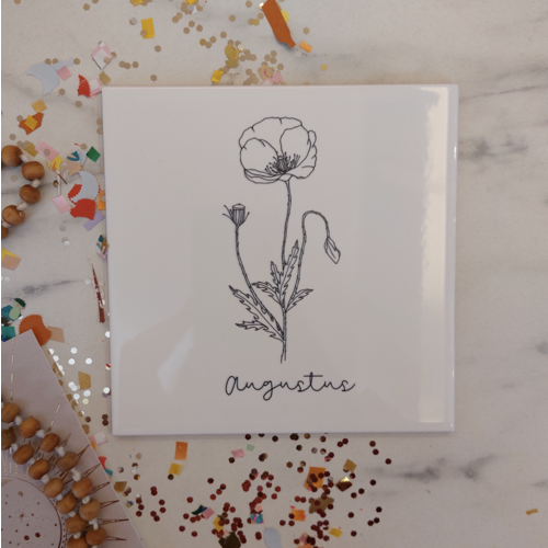 Geboortebloem tegeltje - Augustus 