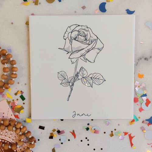 Geboortebloem tegeltje - Juni 