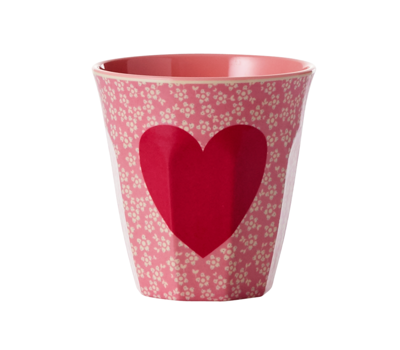 Rice Medium Melamine Cup - Heart print