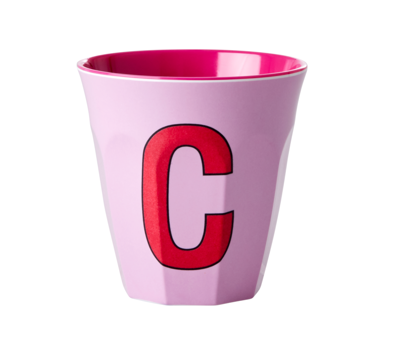 Rice Medium Melamine Cup Letter C - Pink