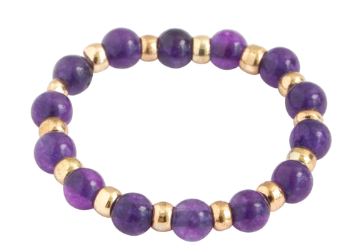 Timi Timi - Stone and Bead Ring - Violet Amethist