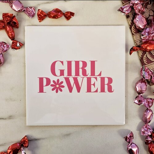 Tegeltje - Quote - Powergirl Roze 