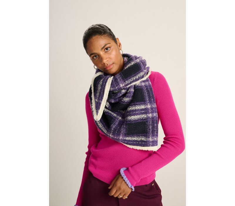 SALE! Pom Amsterdam SHAWL - Checks French Violet Purple