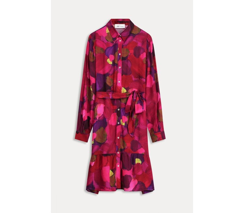 SALE! Pom Amsterdam DRESS - Brushwork Fiery Pink Pink