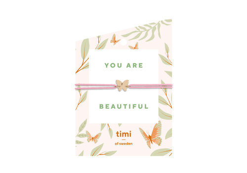 Timi Timi Armbandje - You are beautiful - Vlinder - Goud
