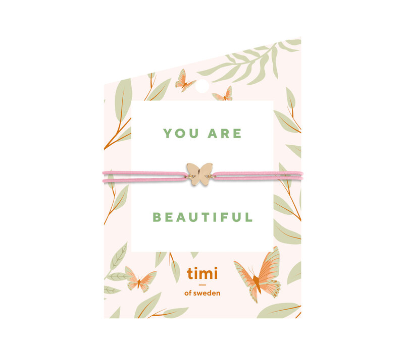 Timi Armbandje - You are beautiful - Vlinder - Goud