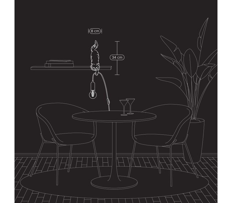 Tafel Lamp - Chichi - Spelende Kat - Zwart