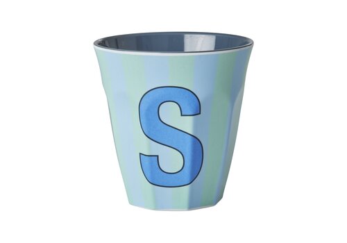 Rice by Rice Rice Medium Melamine Cup - Alphabet - Stripe - Bluish - Letter S